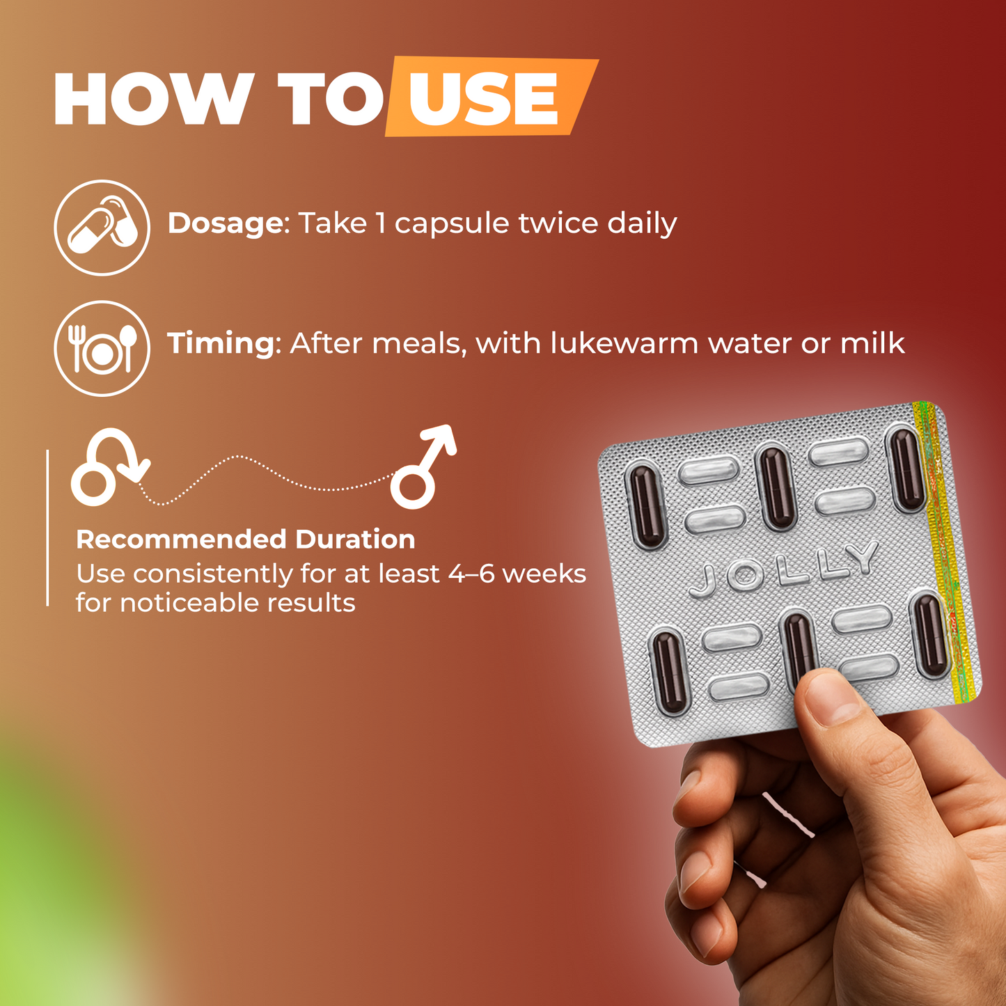 Jolly Gold Vitality Capsules & Herbal Oil Combo (8x6 Capsules + 15ml Oil)