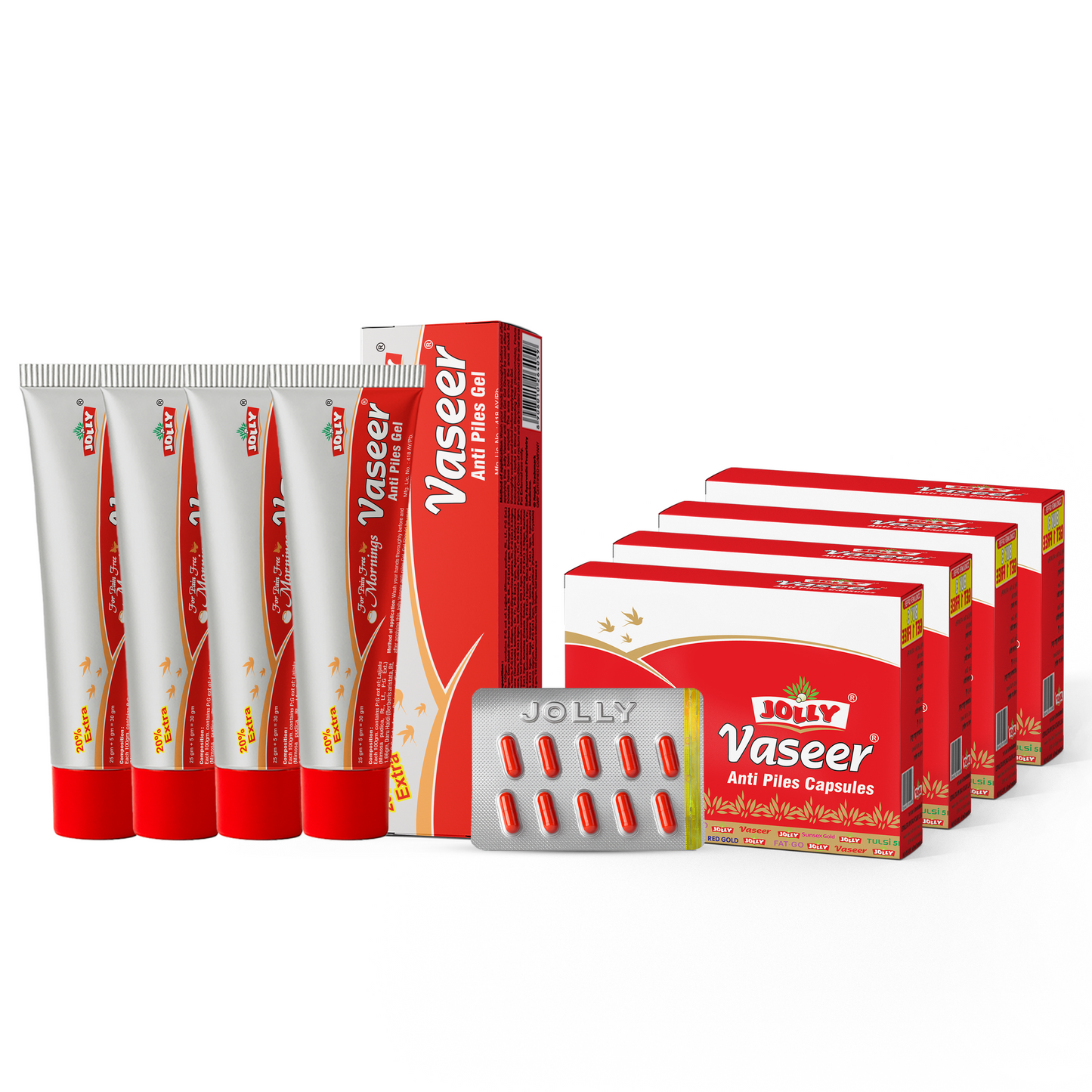 Jolly Vaseer Anti-Piles Capsule and Gel For Fast Relief in Pain & Burning