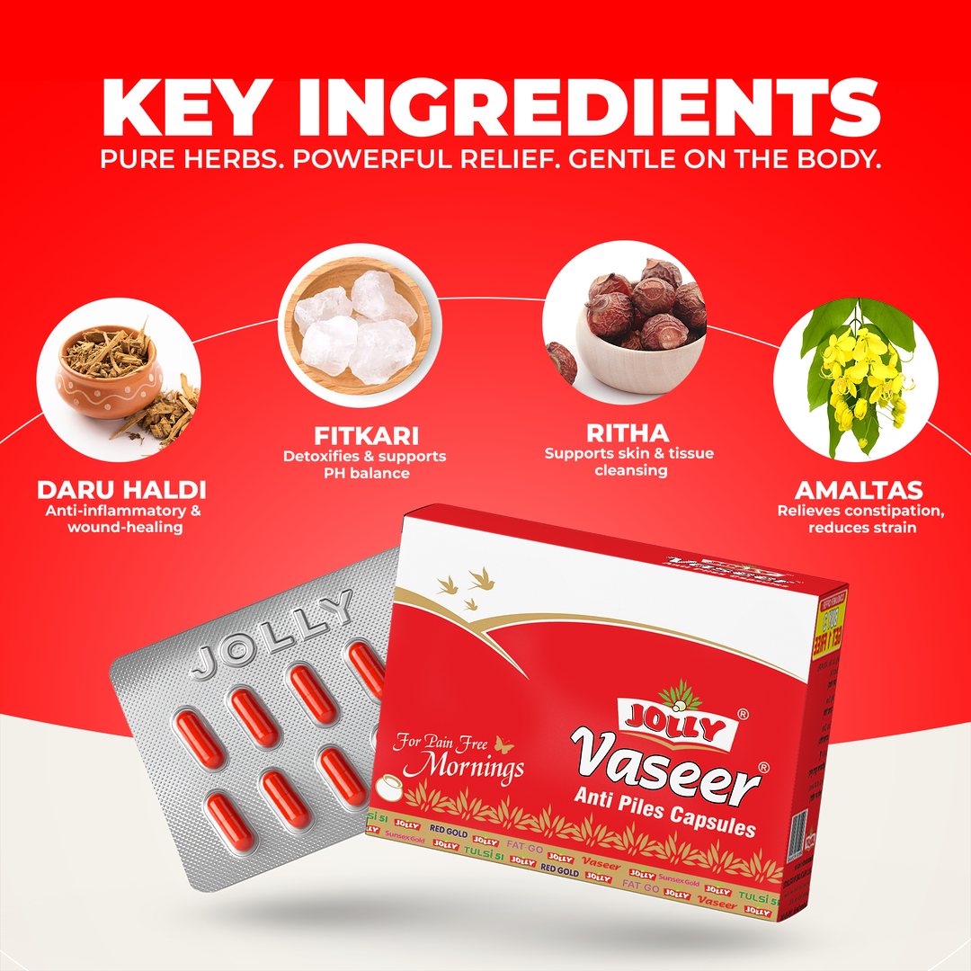 Jolly Vaseer Anti-Piles Capsule and Gel For Fast Relief in Pain & Burning