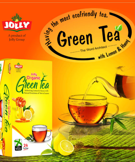 Jolly Organic Green Tea | Refreshing Lemon & Honey with Stevia Leaves- 24 Tea Bags- BUY THREE GET ONE FREE!