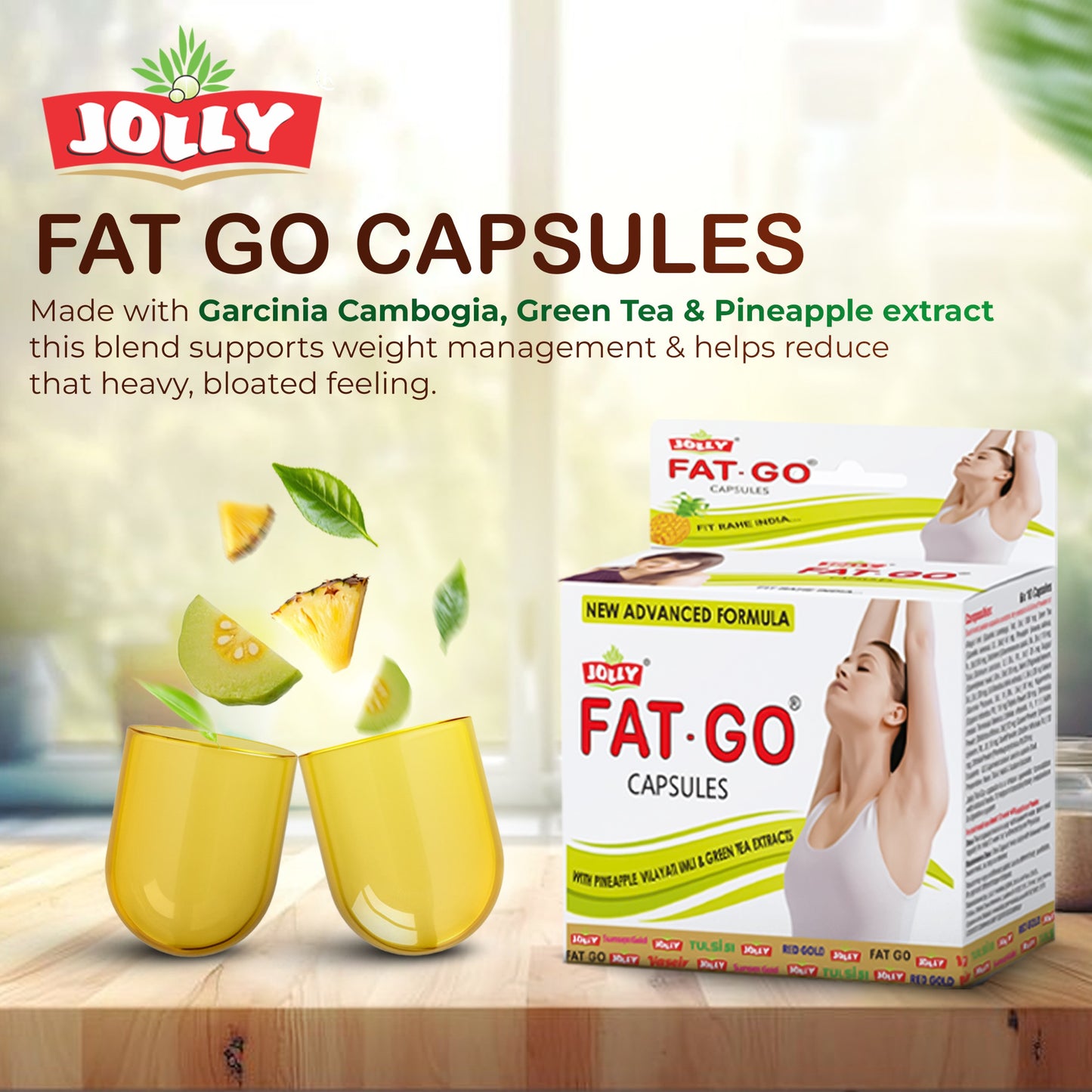 Jolly Fat Go Slimming Capsule and Green Tea (120 Capsule and 24 Sachet Green Tea)