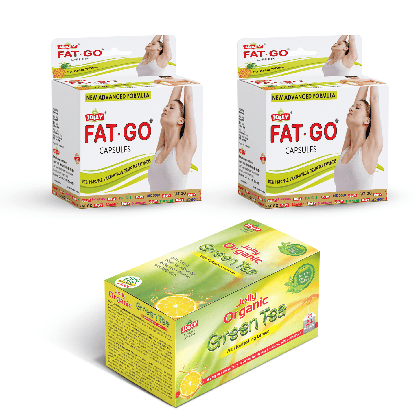 Jolly Fat Go Slimming Capsule and Green Lemon Tea