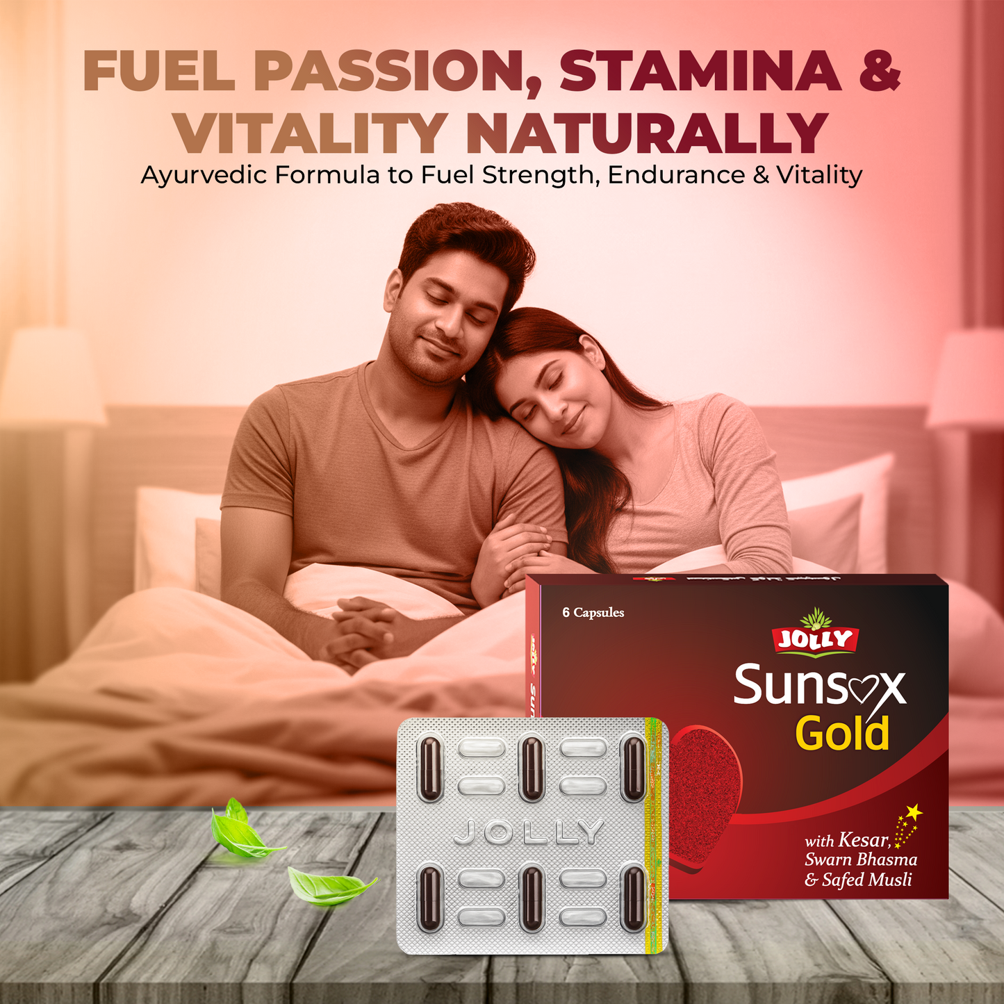 Jolly Gold Vitality Capsules – Ayurvedic Stamina & Energy Support (6 Capsules)
