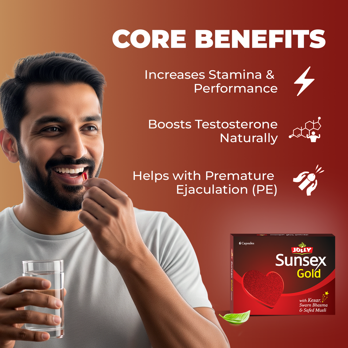 Jolly Gold Vitality Capsules & Herbal Oil Combo (8x6 Capsules + 15ml Oil)