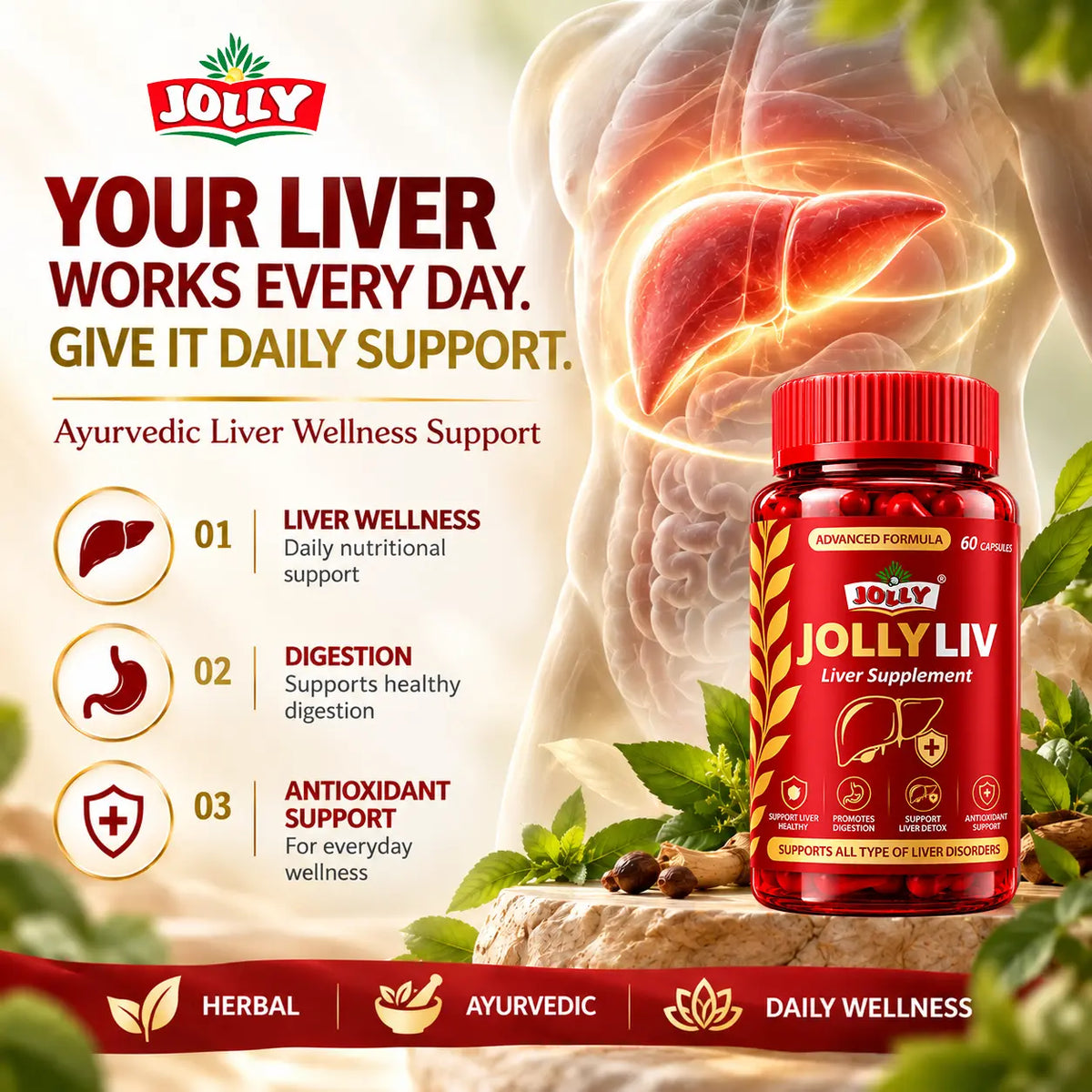 JOLLY LIV Liver Medicine – Ayurvedic Liver Support Capsules