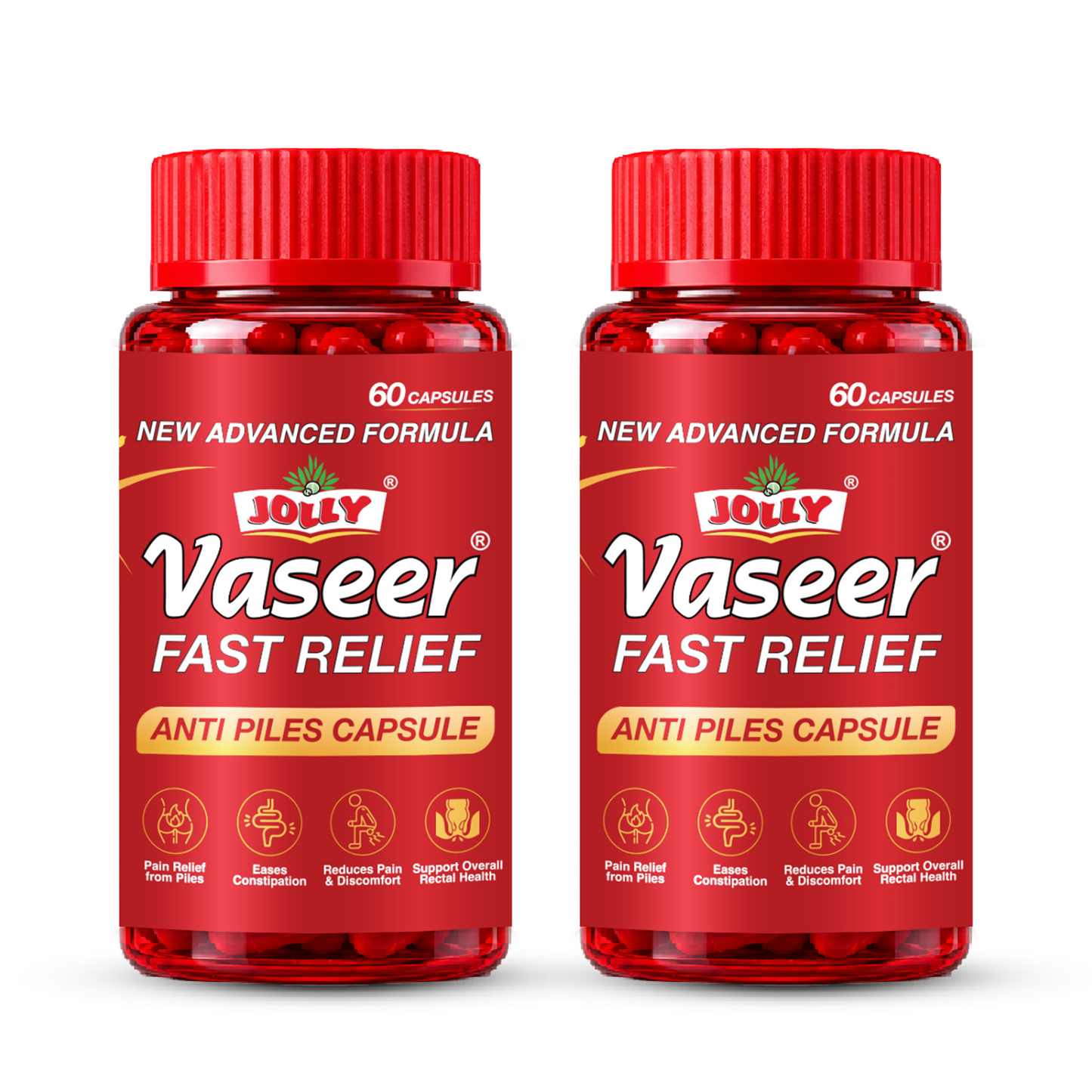 Jolly Vaseer Fast Relief Capsules | Advanced Ayurvedic Support for Piles, Fissure & Constipation | 60 Capsules
