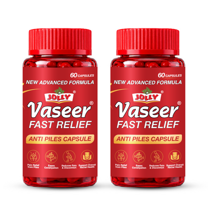 Jolly Vaseer Fast Relief Capsules | Advanced Ayurvedic Support for Piles, Fissure & Constipation | 60 Capsules